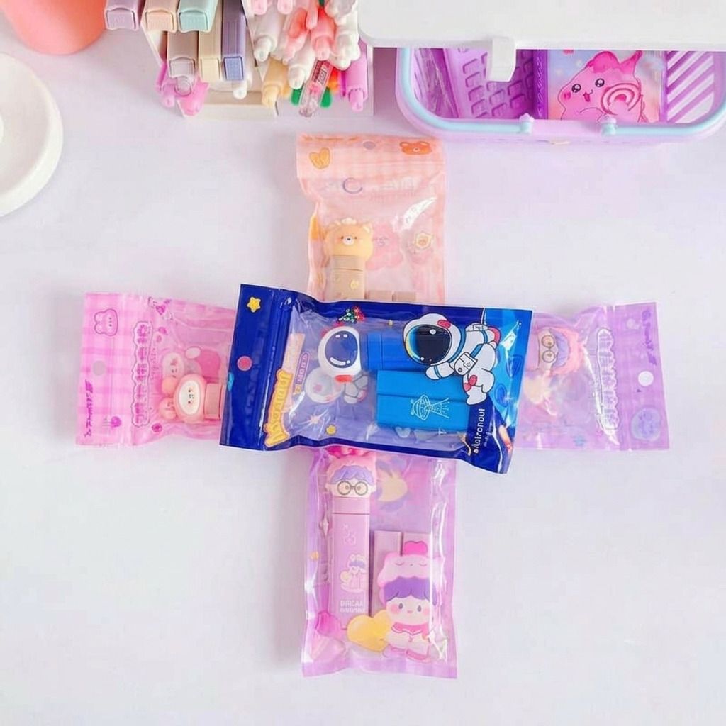 xelcis Cute Cartoon Slide Eraser Combo for Kids School Student Supply Non-Toxic Eraser-picture-42