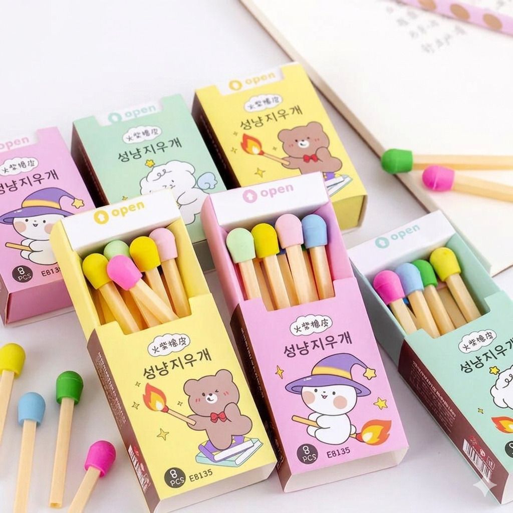 ridhimani Cute Non Dust Rubber Matchstick Style Erasers for Kids Non-Toxic Eraser-picture-45