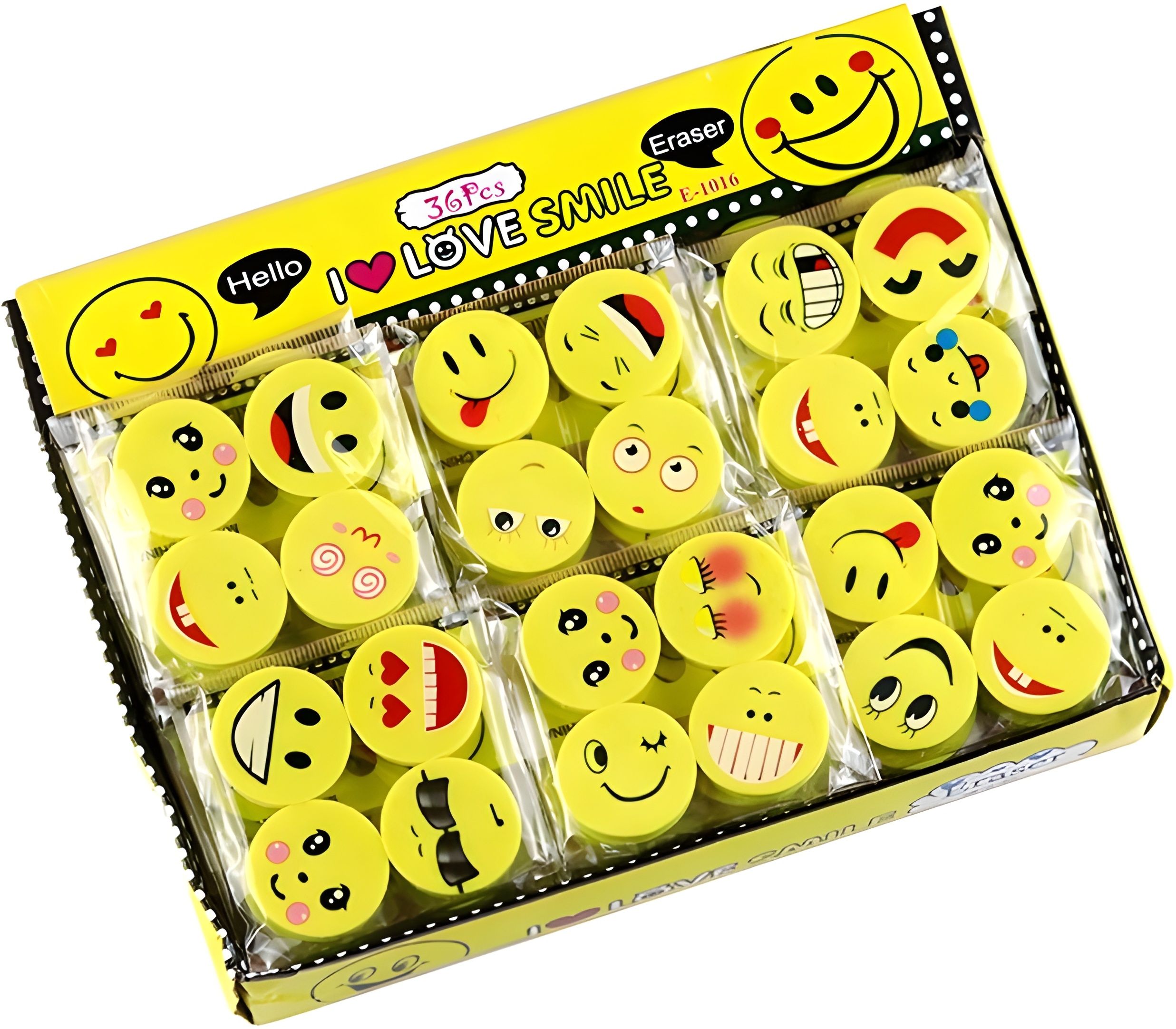 Thin Round Shape Smiley Face Design Attractive Emoji Erasers Set Non-Toxic Eraser-image-4