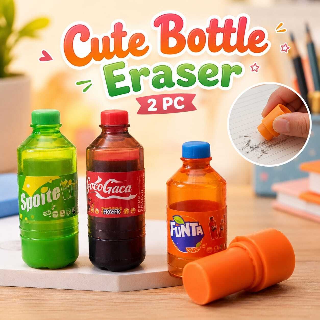krishnaya Mini Cold Drink Bottle Shape Eraser for Kids, Novelty School Stationery Gift Non-Toxic Eraser-picture-20