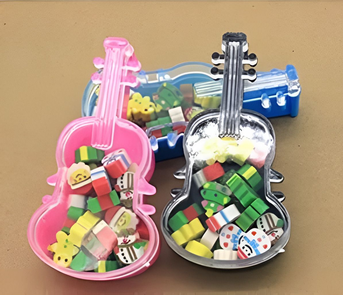 citrine Colourful Cartoon Design 3 Set Guitar Eraser For Kids Boys Girls Non-Toxic Eraser-picture-27