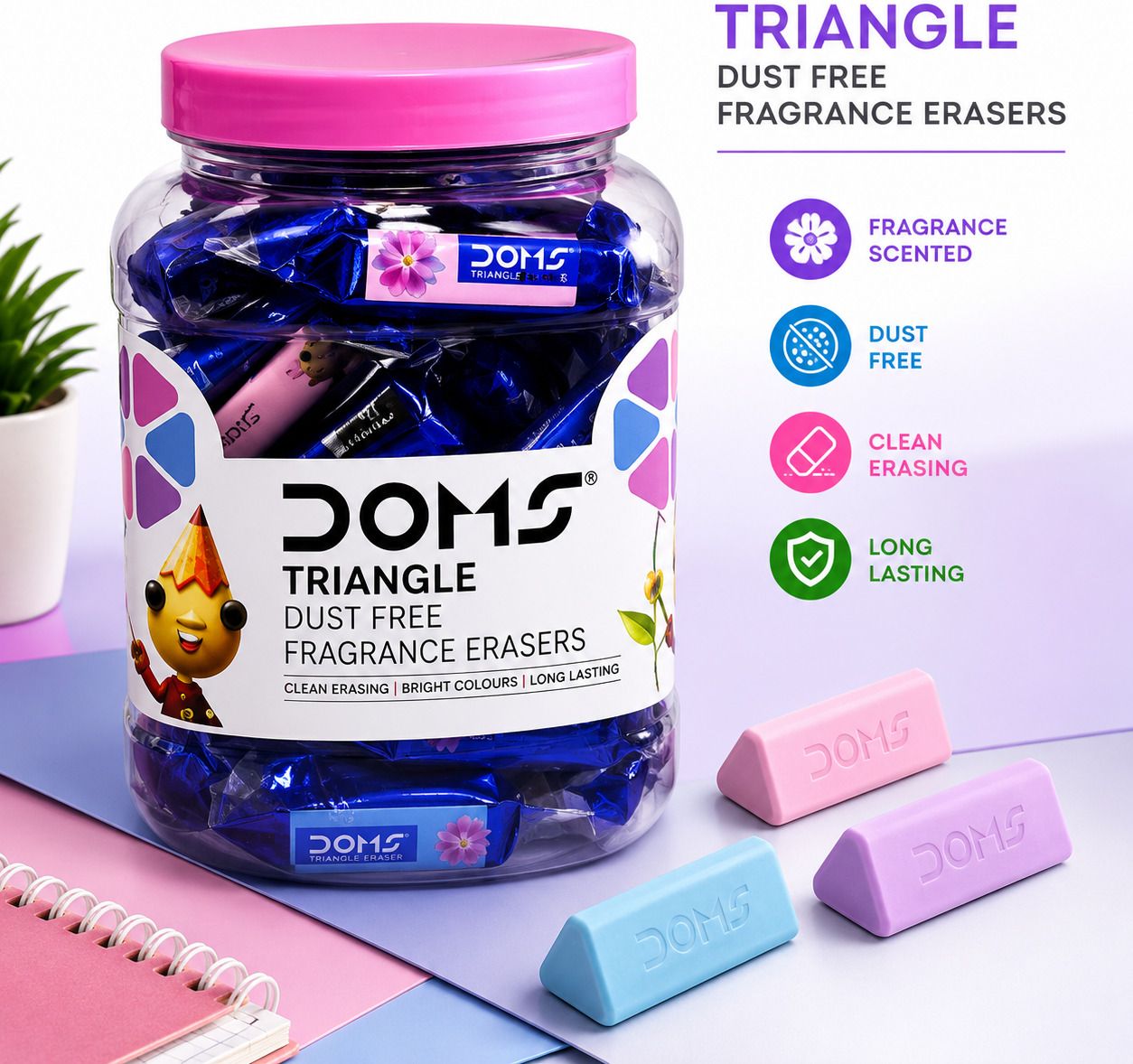 doms Clean, Dust Free & Good Erasing | Lesser Flakes & Non-messy Erasing Non-Toxic Eraser-picture-38