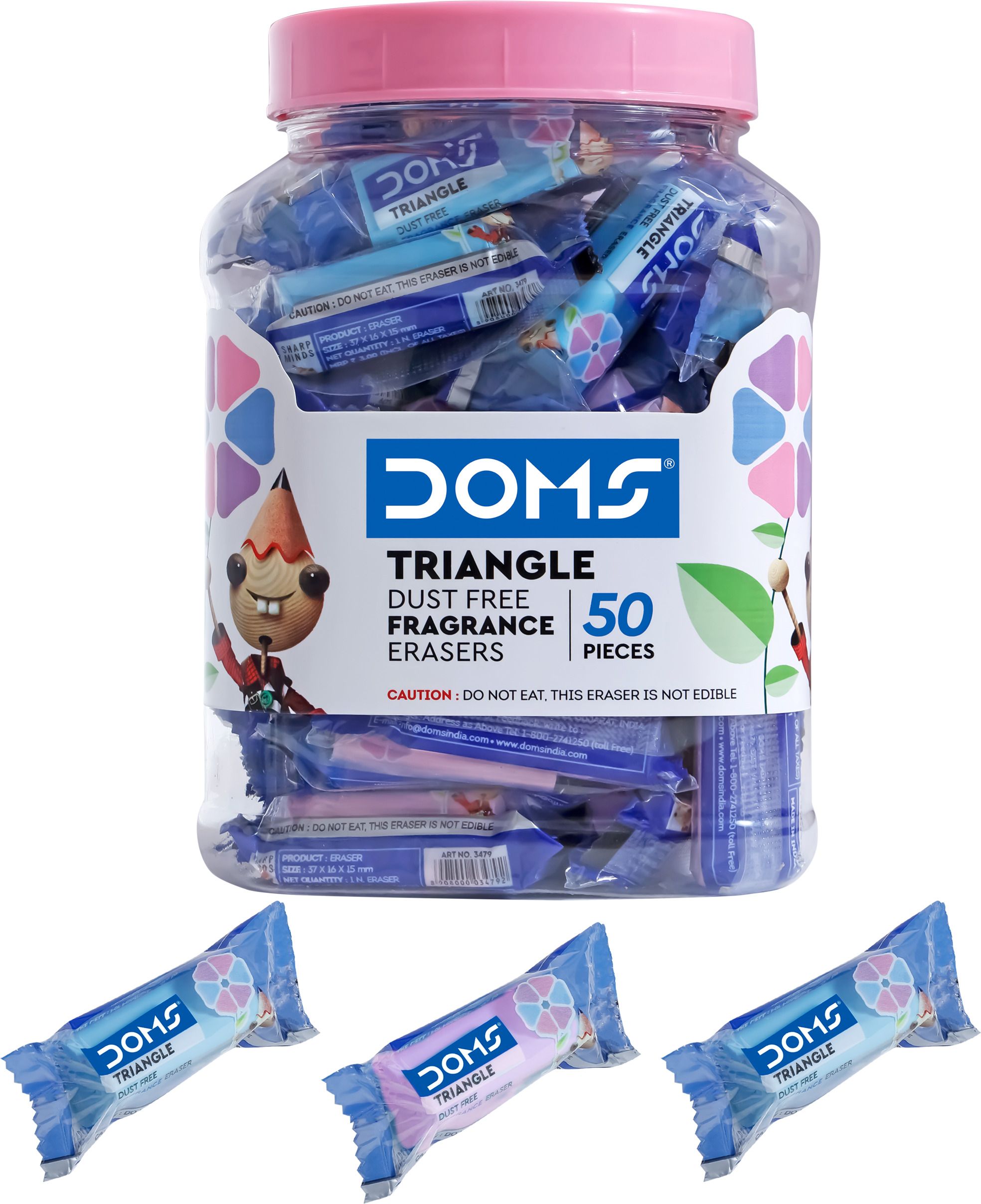Jar of Triangular Non-Toxic Eraser