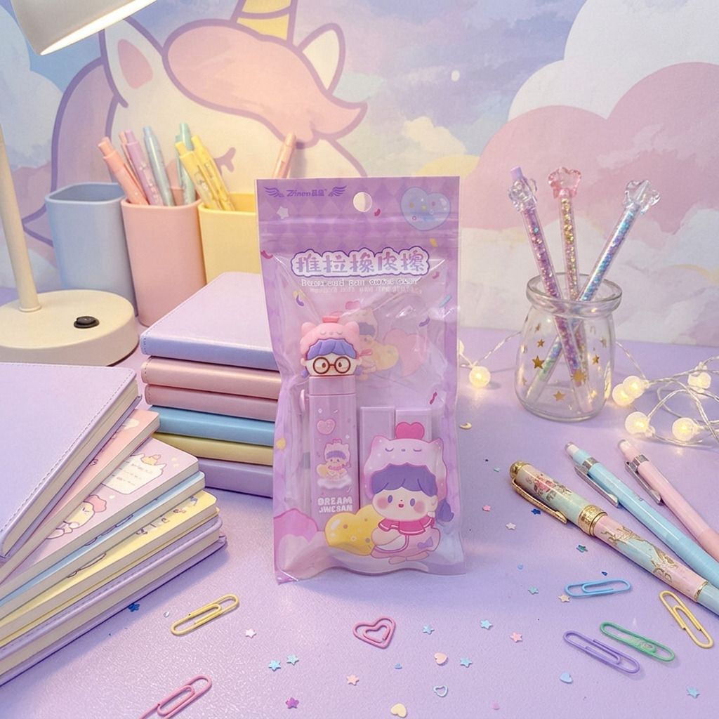 xelcis Kawaii Style Retractable Eraser for Kids Cute School Stationary Non-Toxic Eraser-picture-30