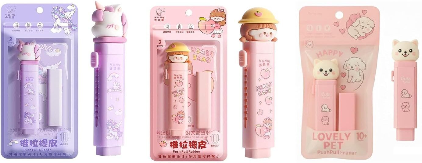 Creative Cute Design Push Pull Eraser for Kids School Rewards Non-Toxic Eraser-image-44