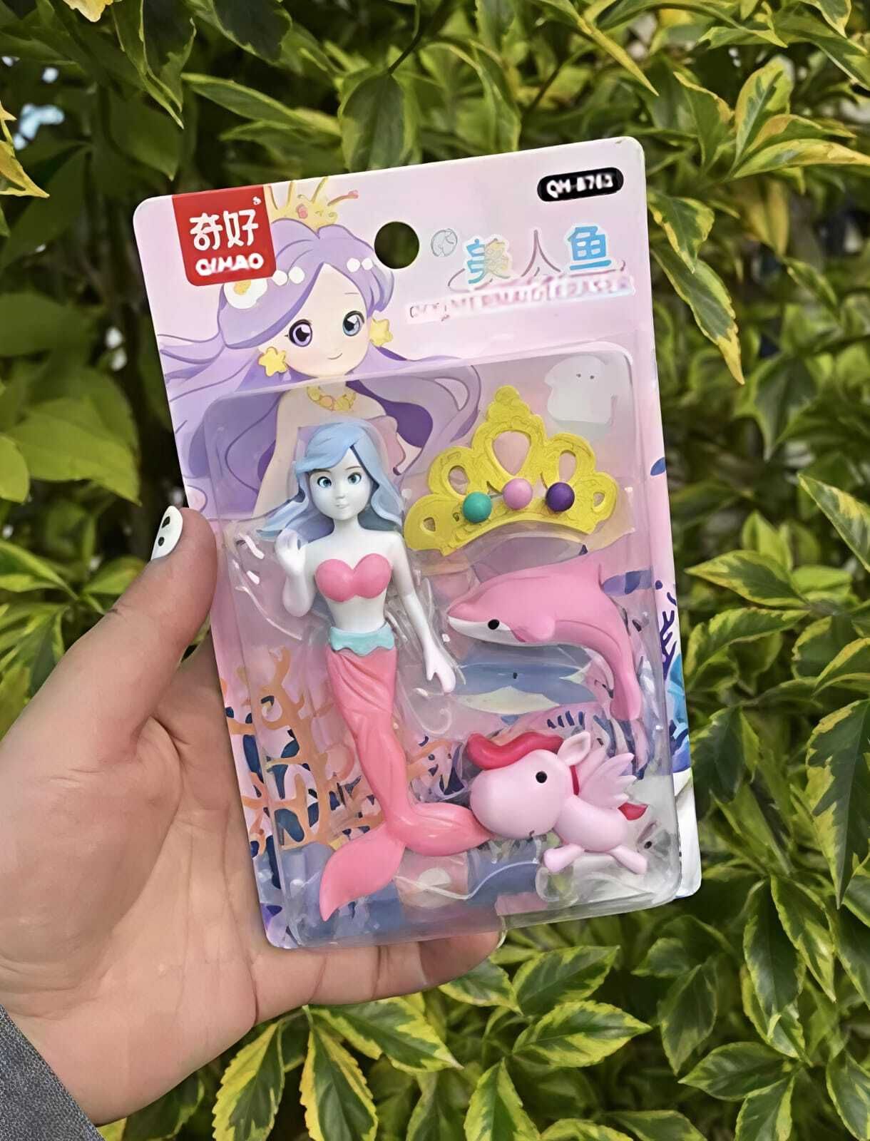 Stationery Items Birthday Return Gifts Cute Mermaid Crown Eraser Set for Kids Non-Toxic Eraser-image-33