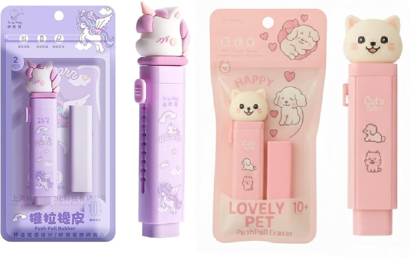 xelcis Retractable Erasers Aesthetic Pencil Eraser Cute Rubber for Kids Students School Non-Toxic Eraser-picture-40