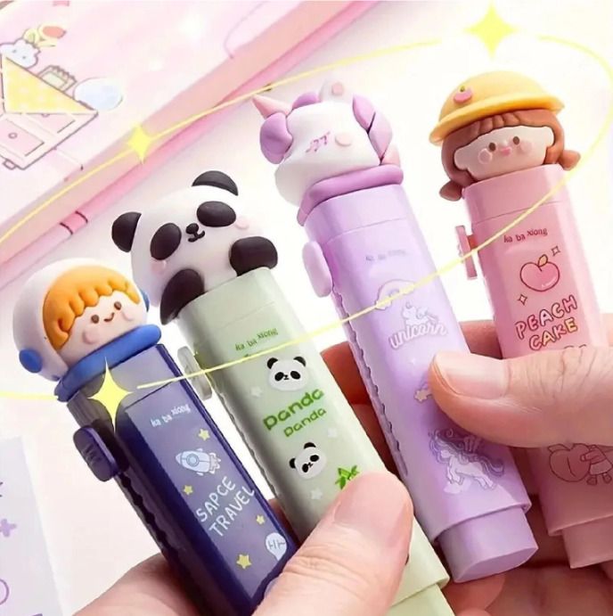 saransh traders Set of 2 Cute Cartoon Push-Pull Cutter Shaped Eraser for Kids |Random Design Non-Toxic Eraser-picture-22
