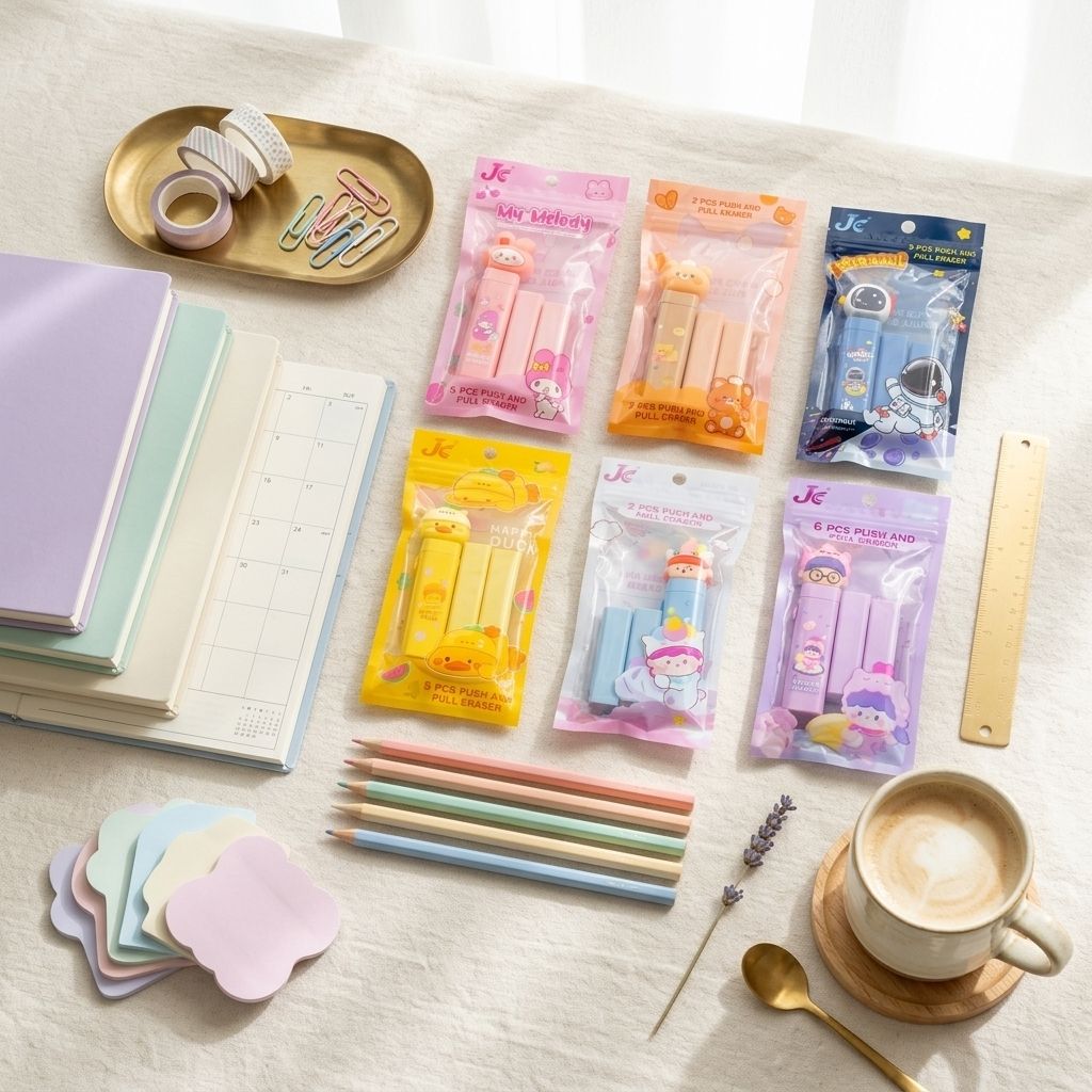 dreamnest Cute Cartoon Cutter Rubber Eraser Random Variant for Students Non-Toxic Eraser-picture-30