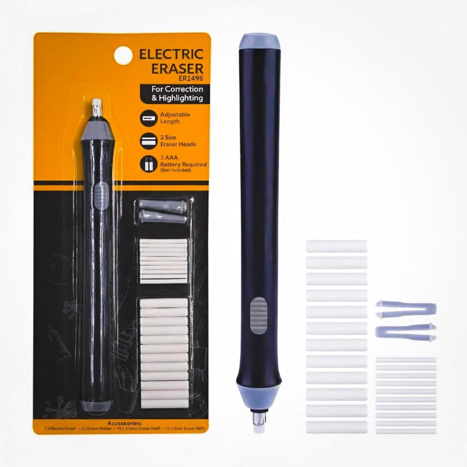 Electric Erasers for Artist, Battery Mechanical 22 Refills 2 Holders 2.3mm 5mm Non-Toxic Eraser-image-28