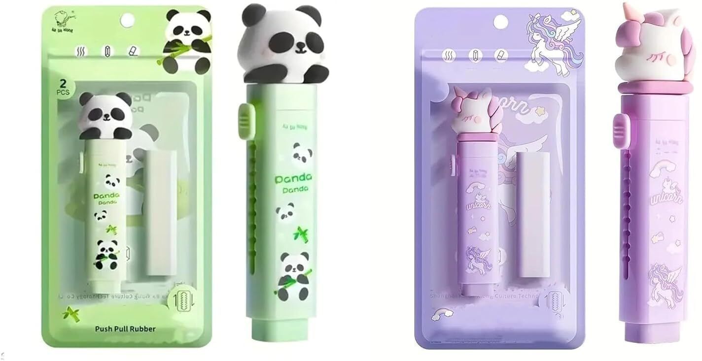 xelcis Cute Stick Style Push Pull Eraser for School Non-Toxic Eraser-picture-39