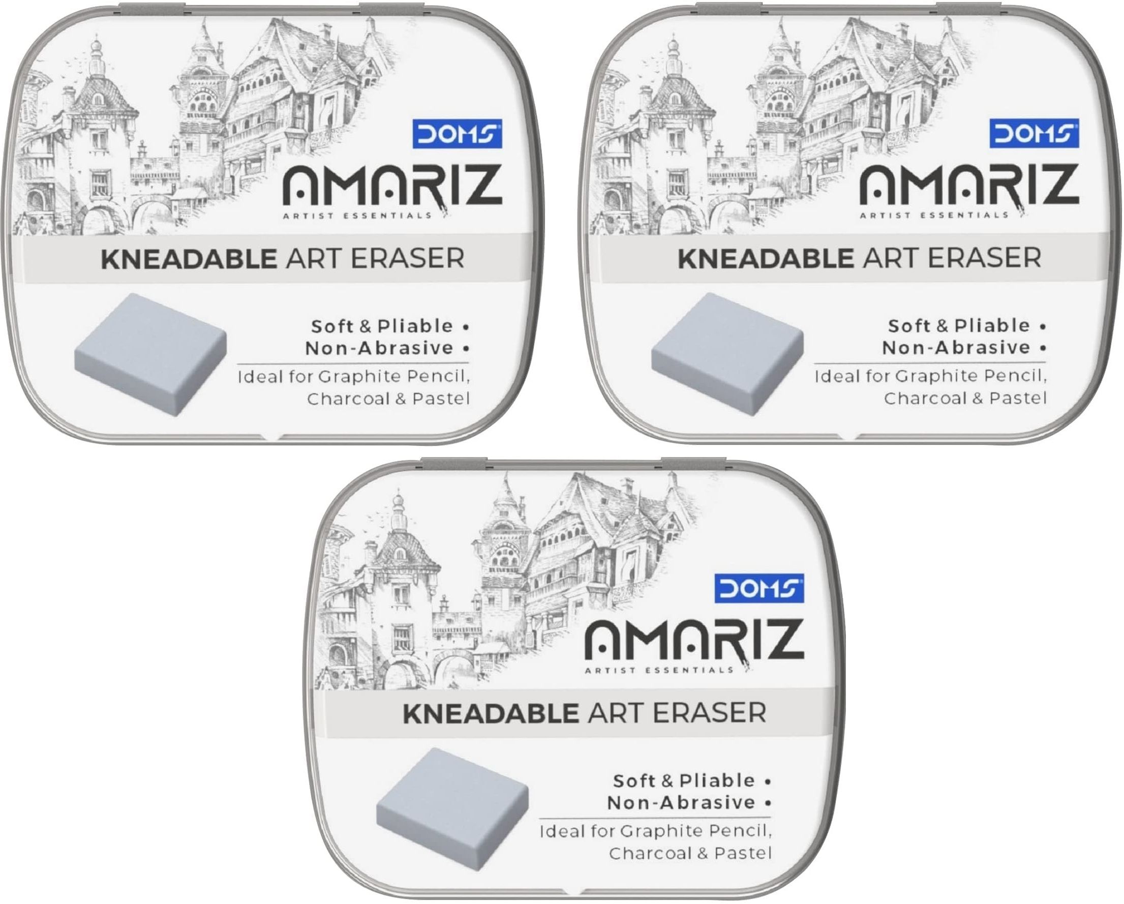 Amariz Kneadable Art Eraser Pack of 3 Non-Toxic Eraser