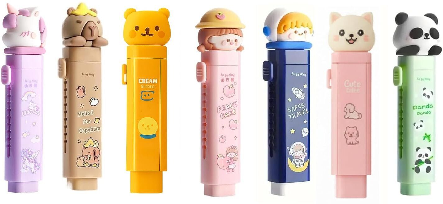 xelcis Pack of Aesthetic Cute Push Pull Eraser for Kids School Work Non-Toxic Eraser-picture-45