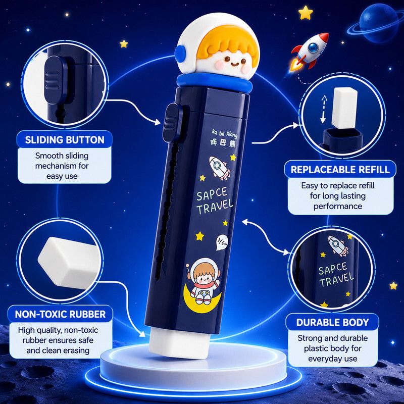 Comfortable grip with easy push control for quick, clean and precise-erasing. Non-Toxic Eraser-image-23