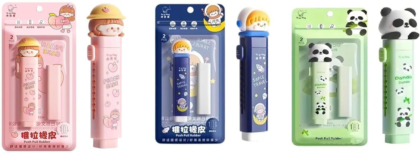 Cute Slide Out Pen Style Eraser for Kids School Art & Craft Non-Toxic Eraser-image-36