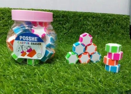 Neon Hexa Large Color Full Eraser Pack of 40 Pcs Eraser-image-2