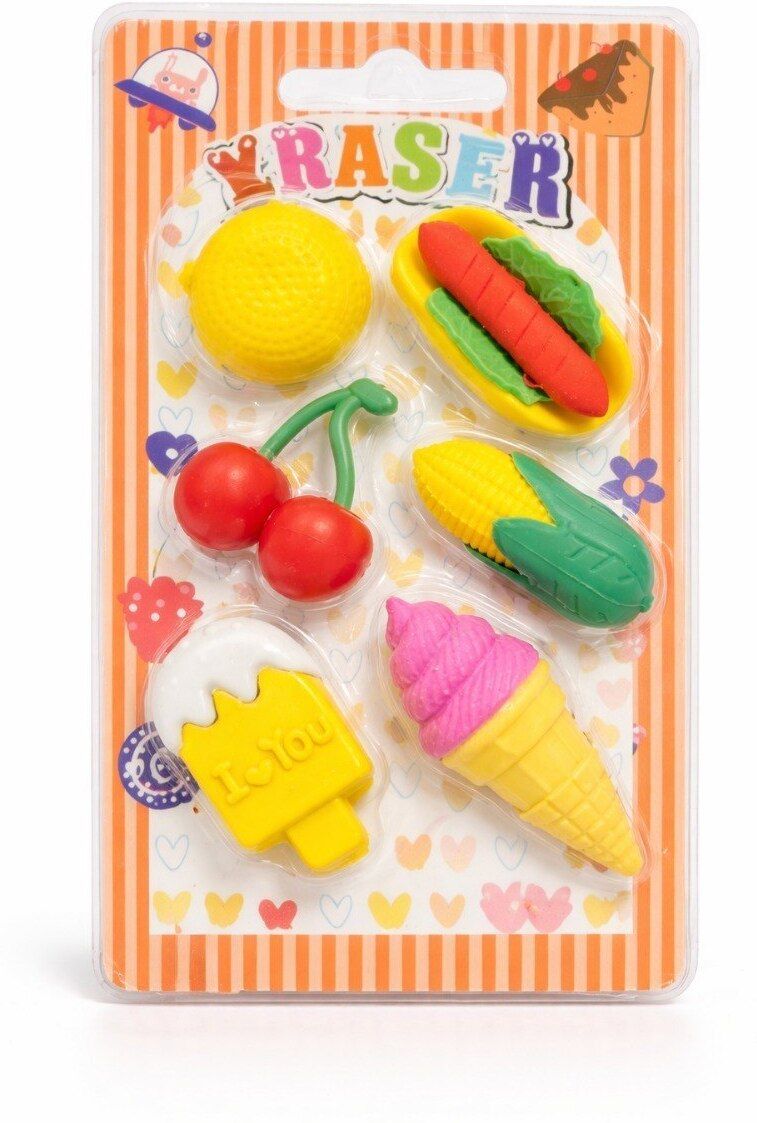 mahir Food Shape Eraser Set Pack of 6 Non-Toxic Eraser-picture-45