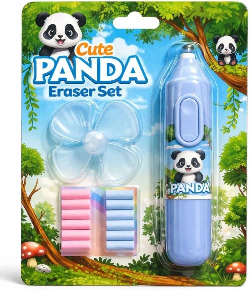 shreeshakti Cute Panda Electric Set with Refills for Kids Non-Toxic Eraser-picture-43