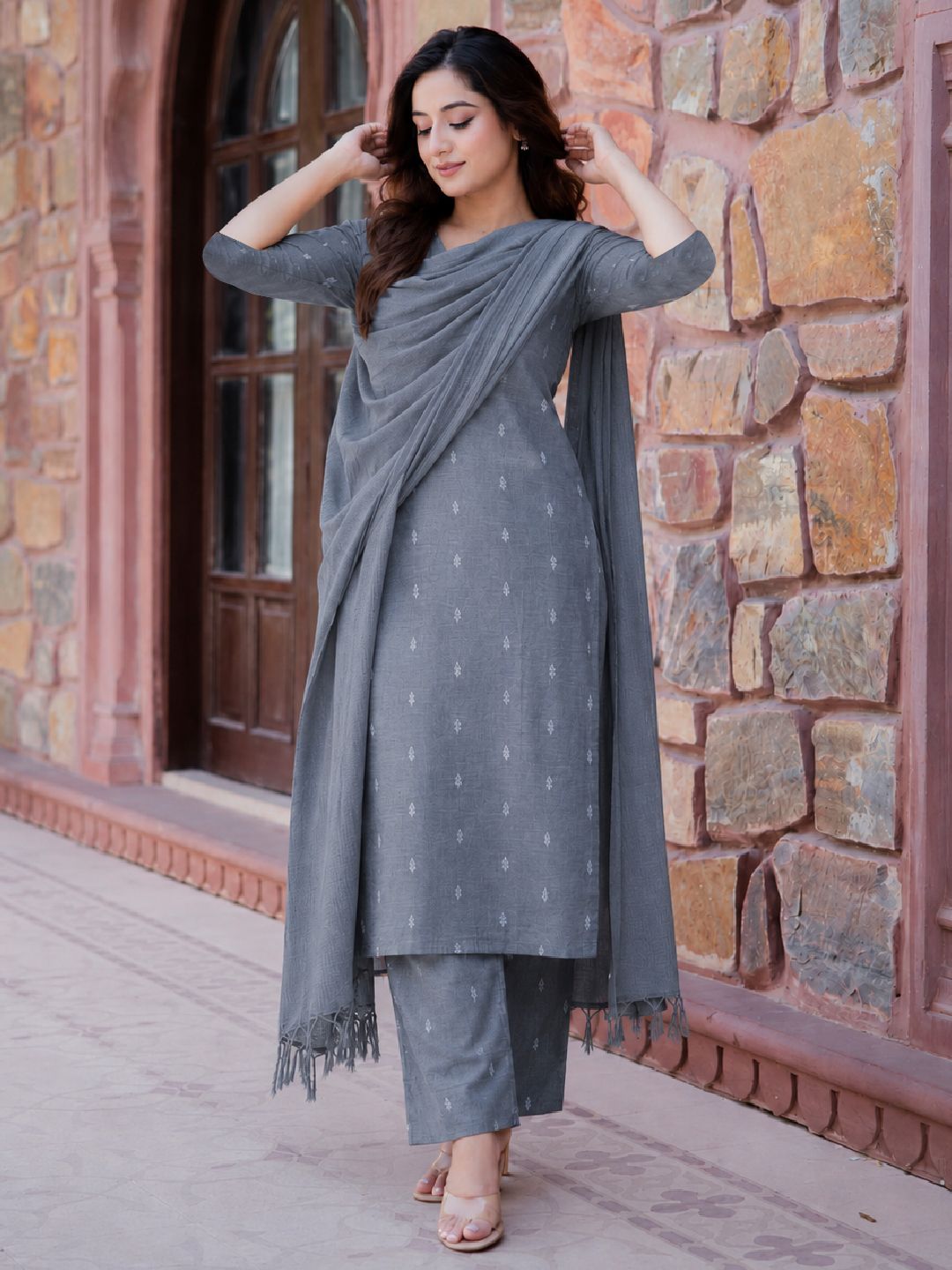 Women Viscose Rayon Kurti Pant Dupatta Set-image-38