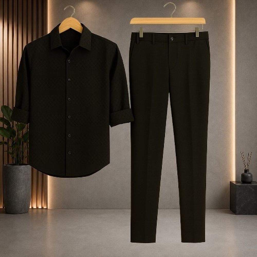 black deer Men Cotton Blend Shirt Pant Set-picture-30
