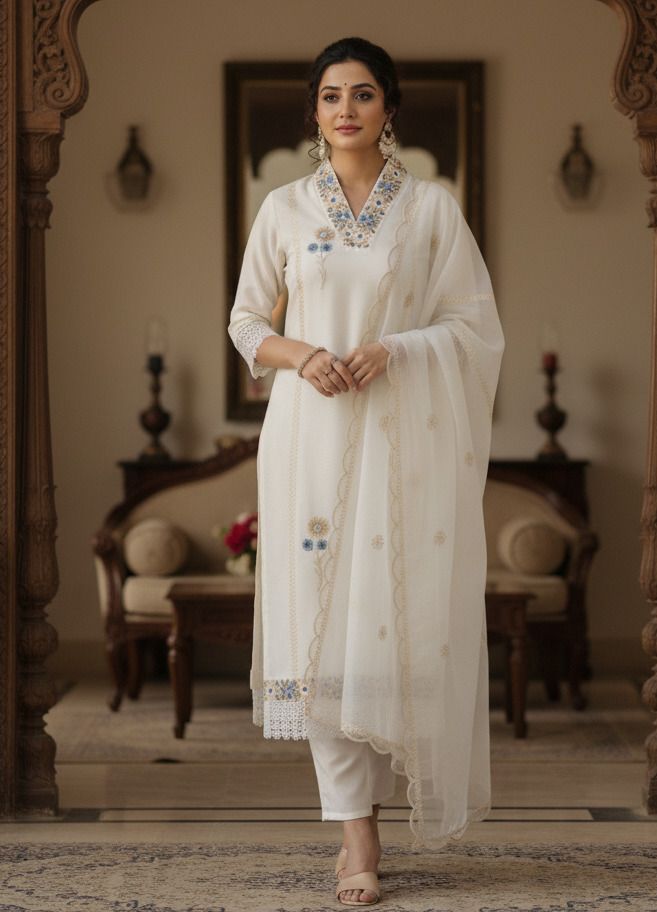 Women Pure Silk Kurta Pant Dupatta Set-image-16