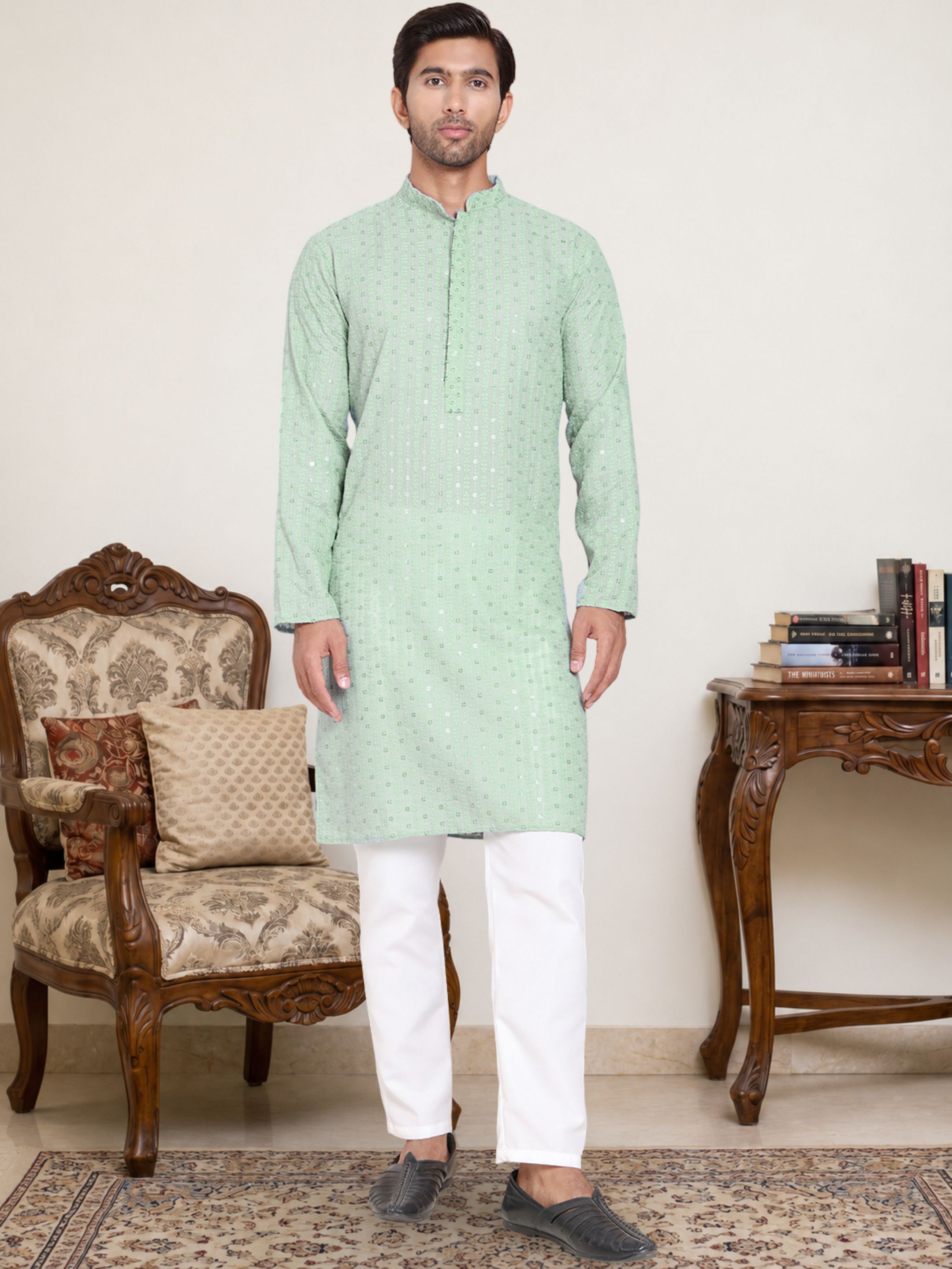 anouk Men Pure Cotton Kurta Pyjama Set-picture-35