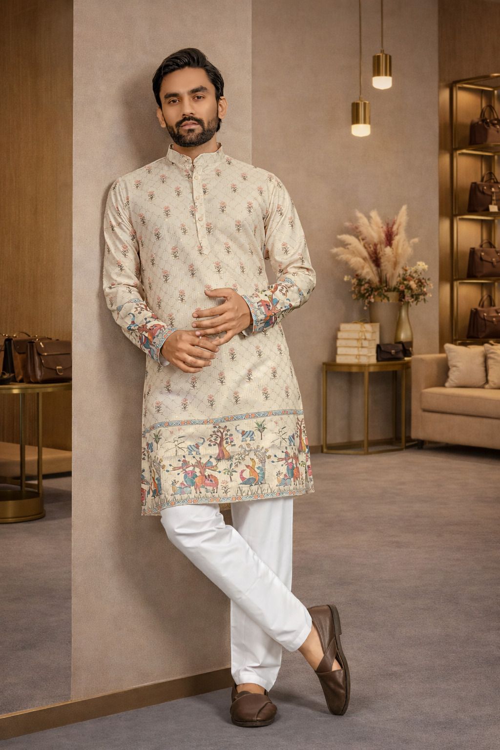 ellark Men Cotton Rayon Kurta Pyjama Set-picture-11