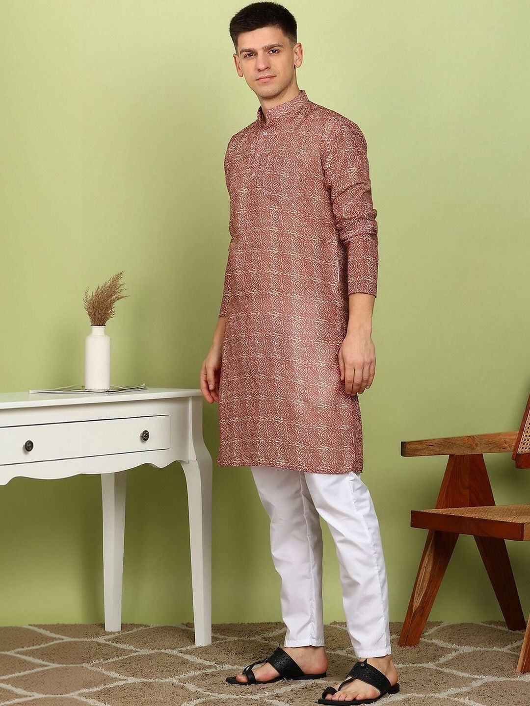 xenor Men Cotton Blend Kurta Pant Set-picture-13