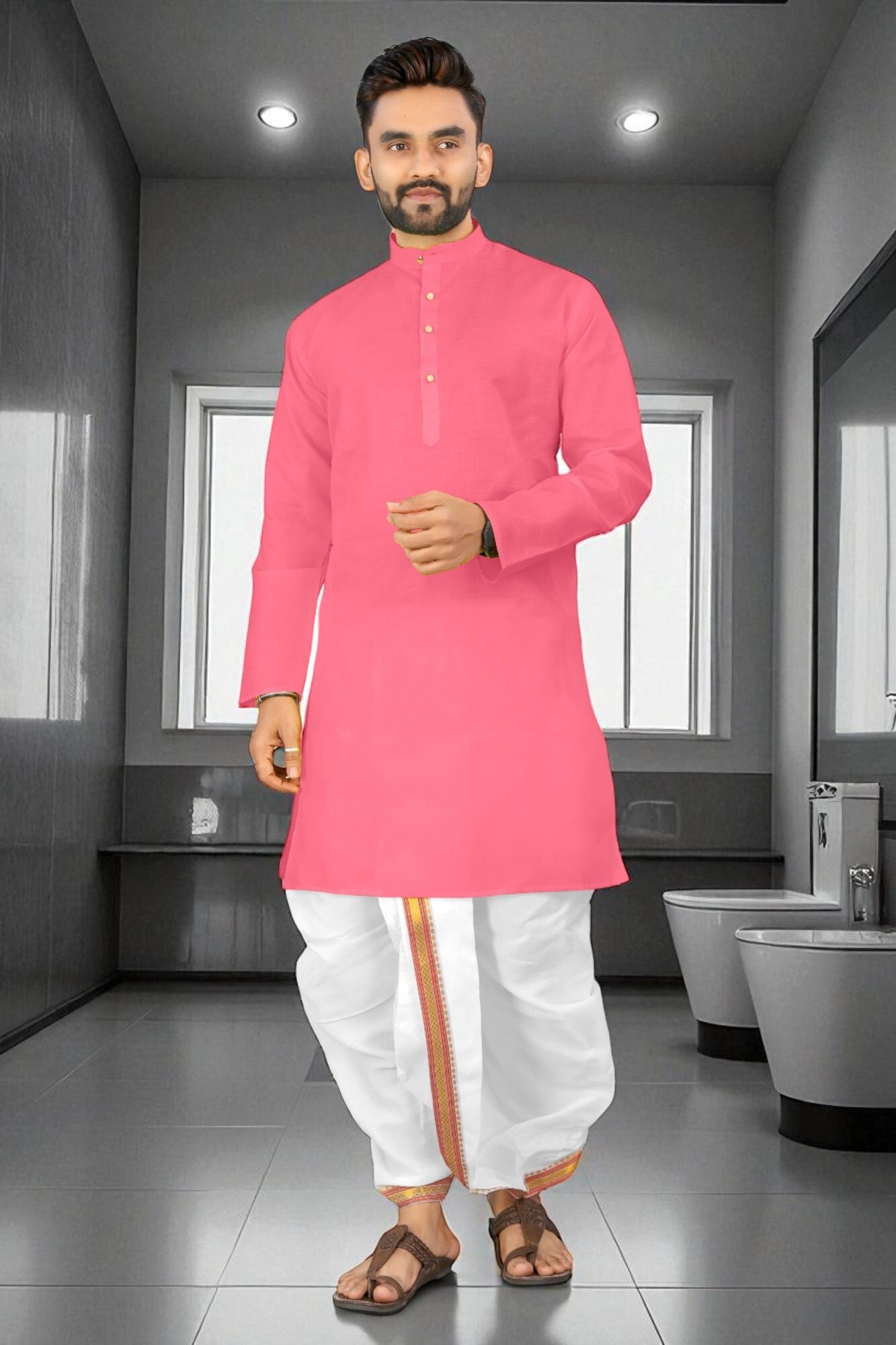 unique moments Men Cotton Blend Kurta Pyjama Set-picture-22
