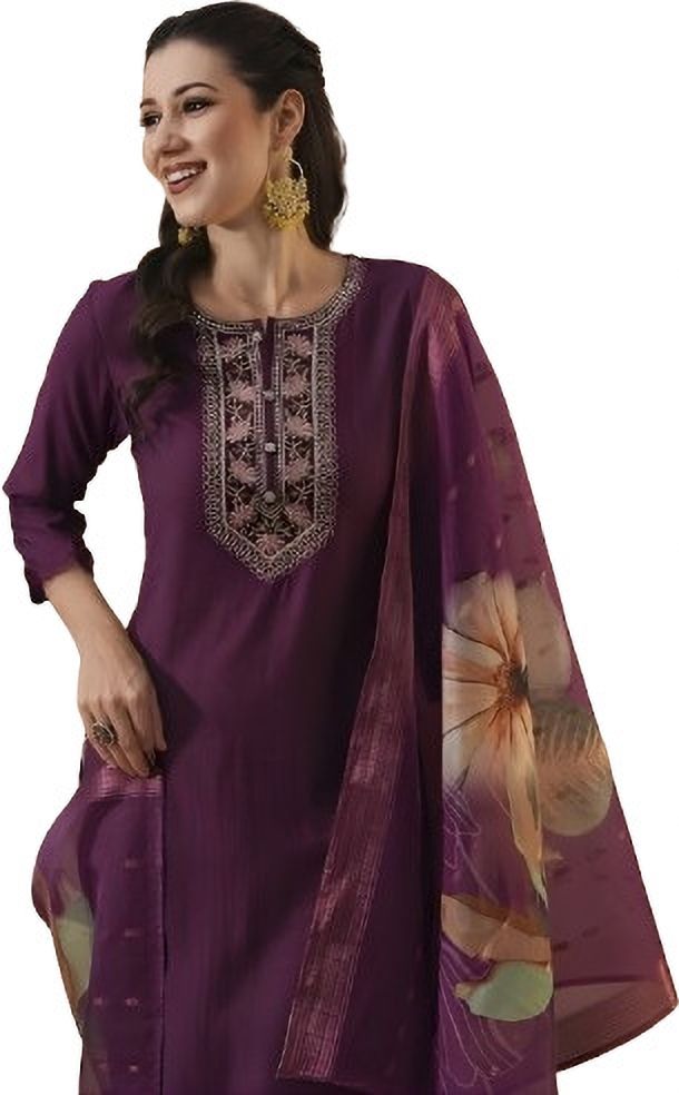 abc Women Cotton Blend Kurta Pant Dupatta Set-picture-16