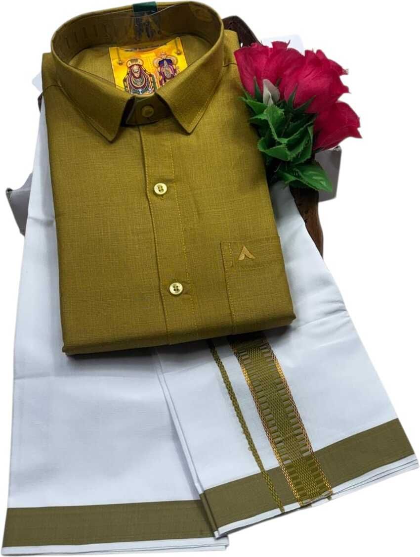 ithazhya enterpreises Men Pure Cotton Shirt Dhoti Set-picture-23