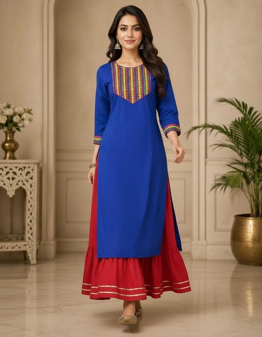 Women Viscose Rayon Kurta Skirt Set-image-30