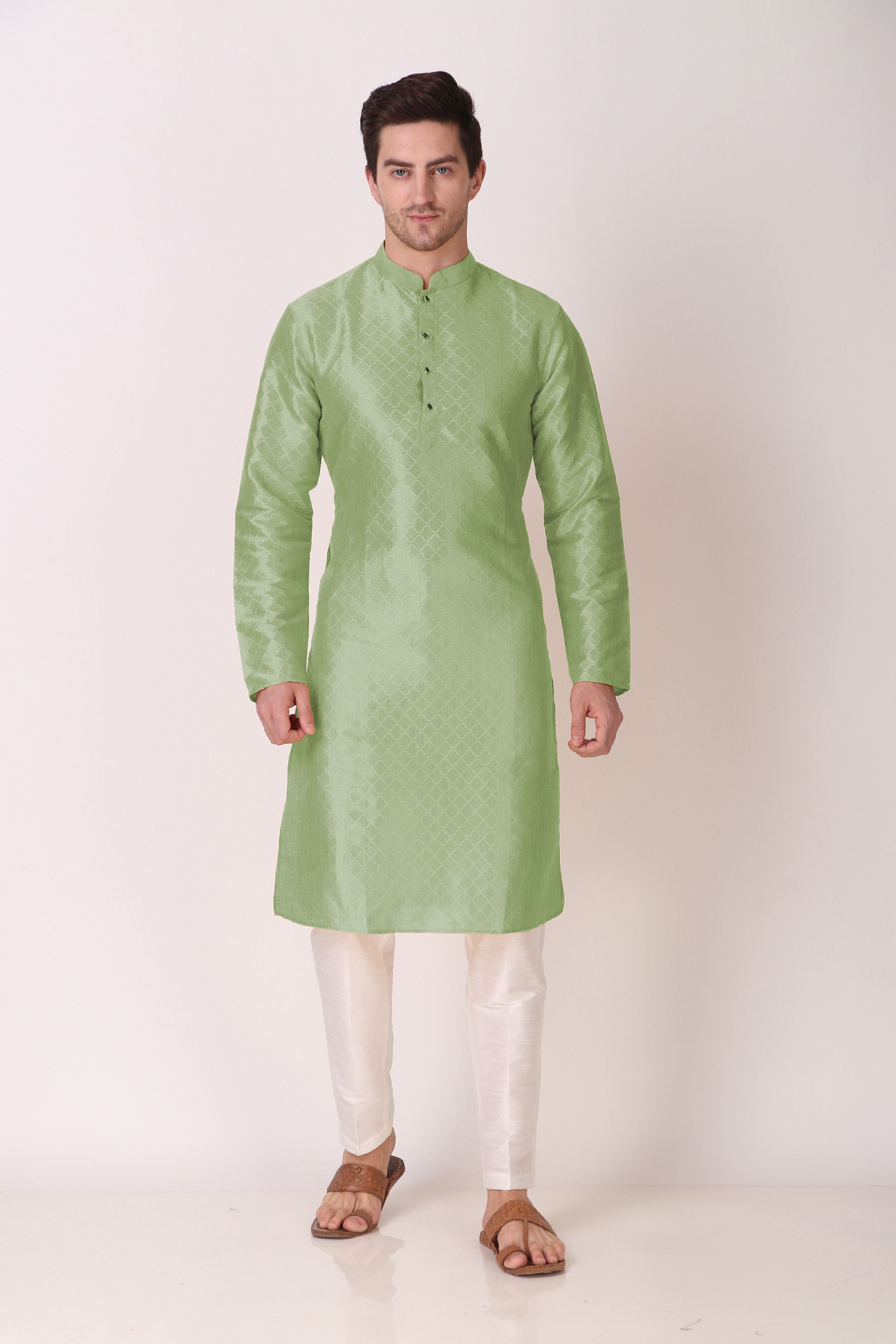 Men Art Silk Kurta Pyjama Set