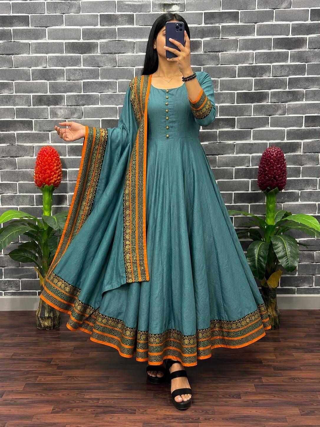 shree akhand Solid Silk Blend Stitched Anarkali Gown-picture-43