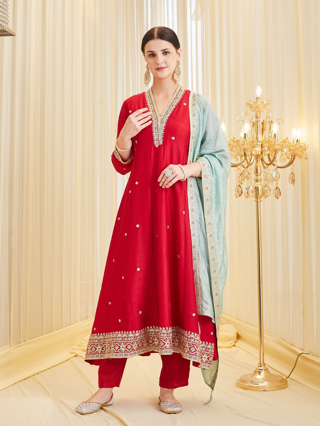 mokosh Women Silk Blend Kurta Pant Dupatta Set-picture-40