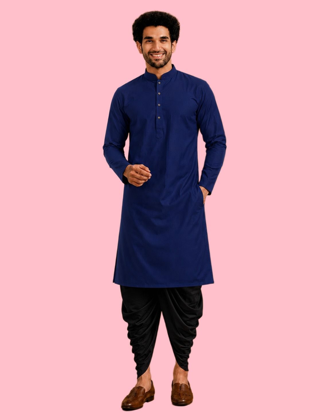 Men Cotton Rayon Kurta Dhoti Set-image-34