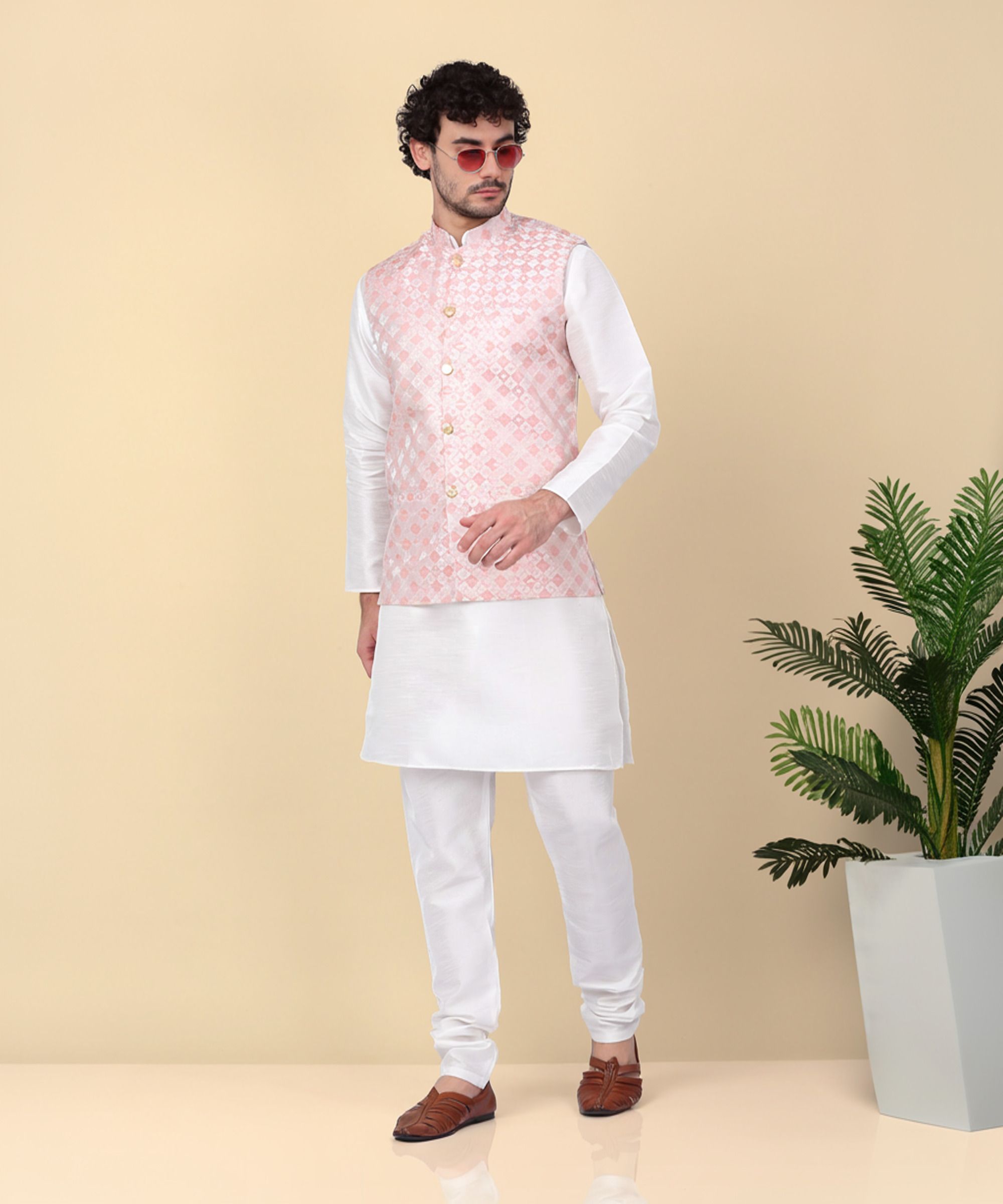 kraft india Men Silk Blend Kurta Pyjama Ethnic Jacket Set-picture-13