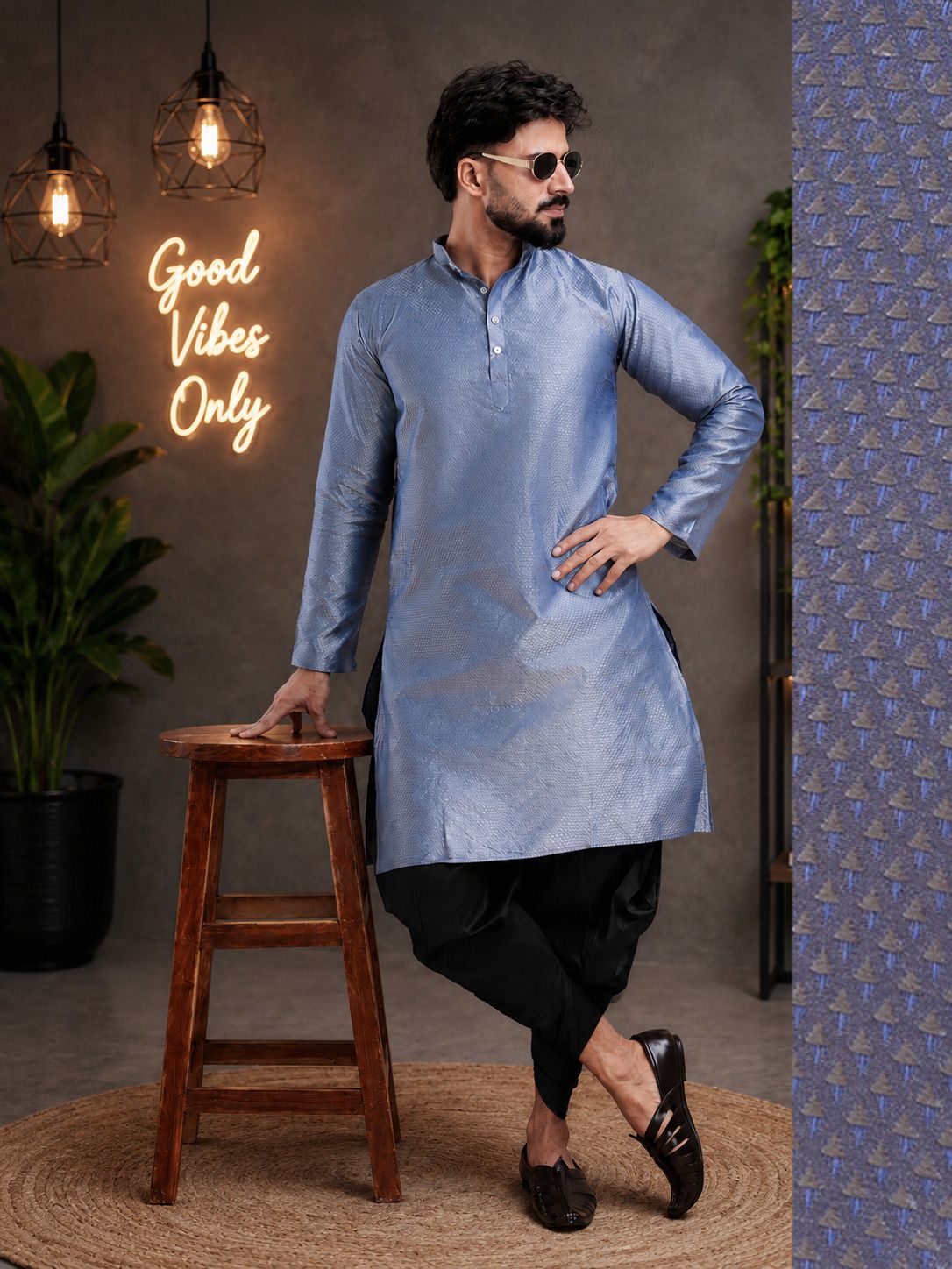 tsarina Men Cotton Silk Kurta Dhoti Pant Set-picture-32