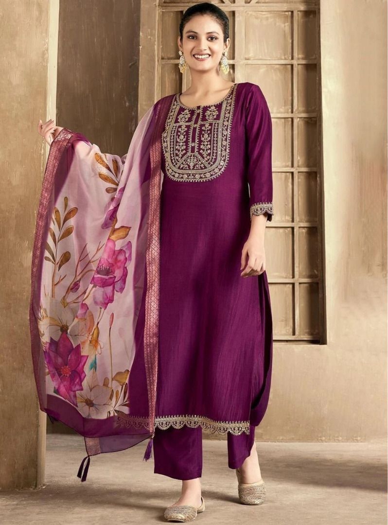 mayra Embroidered Kurta, Trouser/Pant & Dupatta Set-picture-3