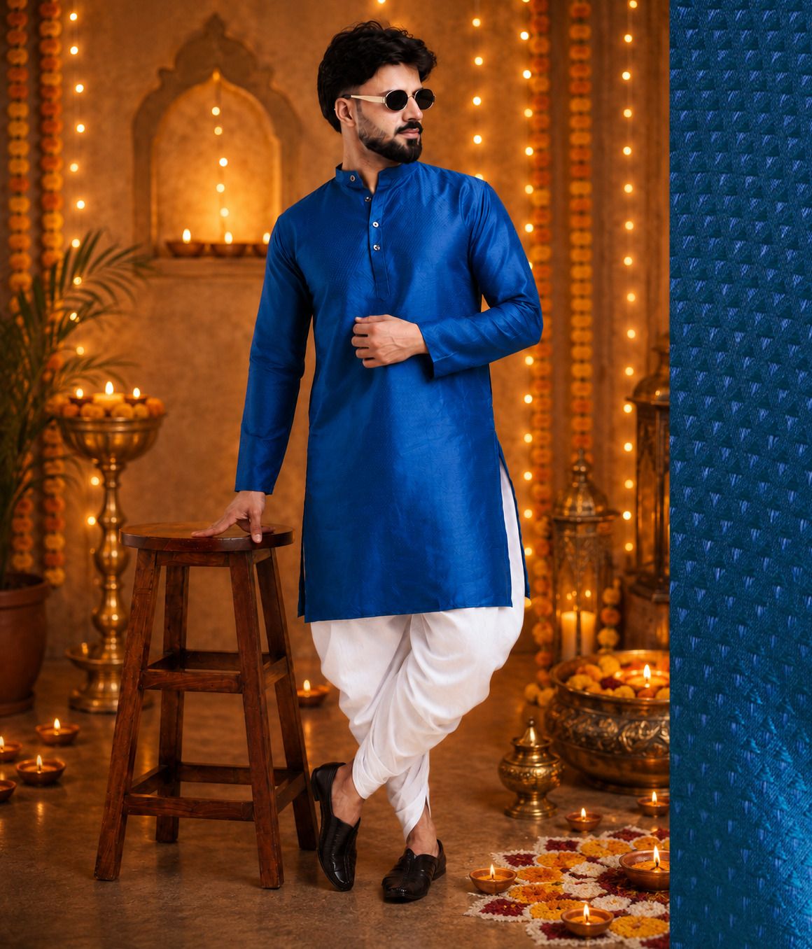 tsarina Men Cotton Silk Kurta Dhoti Pant Set-picture-2