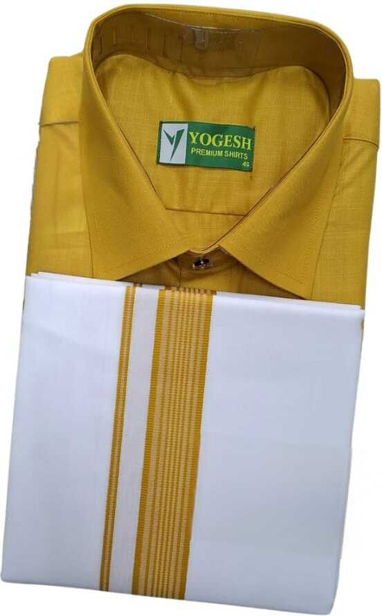 Men Pure Cotton Shirt Dhoti Set-image-15