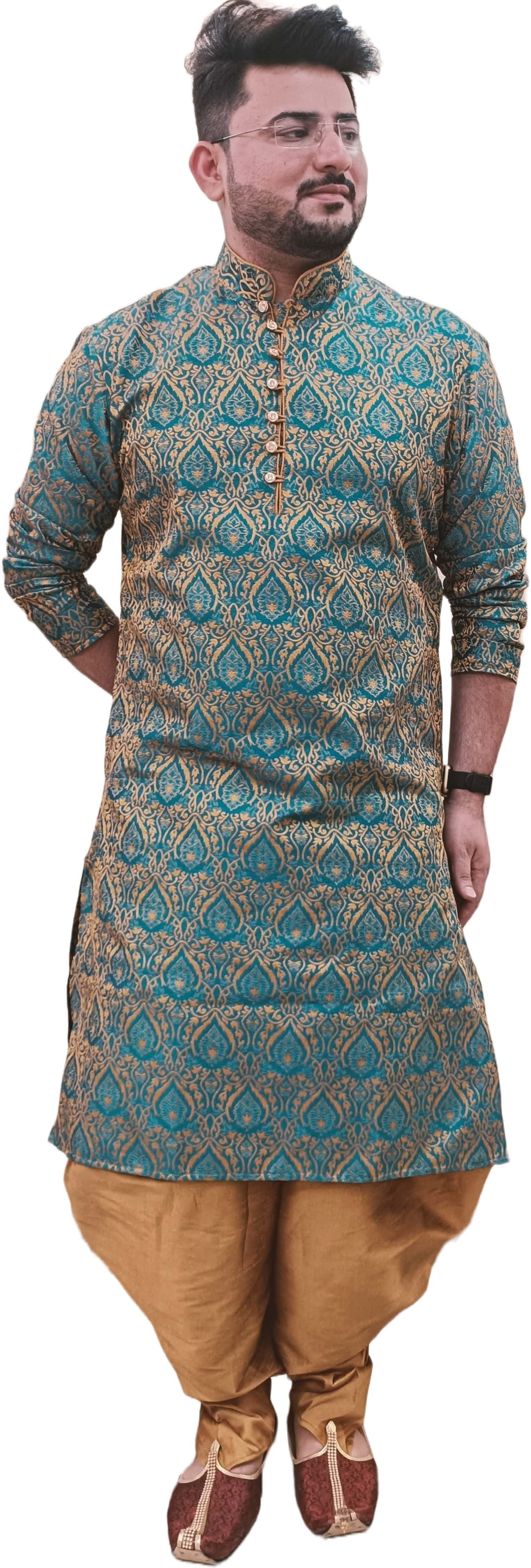 Men Jacquard Kurta Salwar Set-image-23