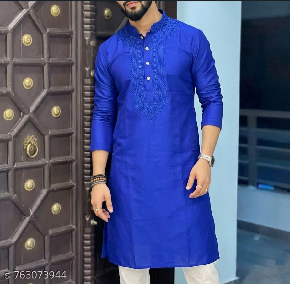 pushpa chikan industries Men Cotton Blend Kurta Pyjama Set-picture-10