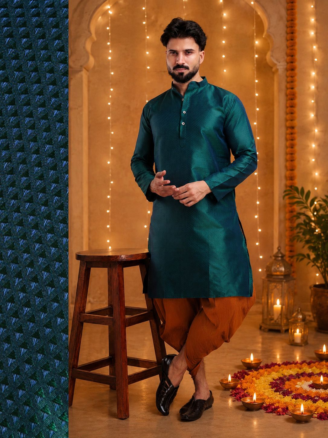 tsarina Men Cotton Silk Kurta Dhoti Pant Set-picture-39