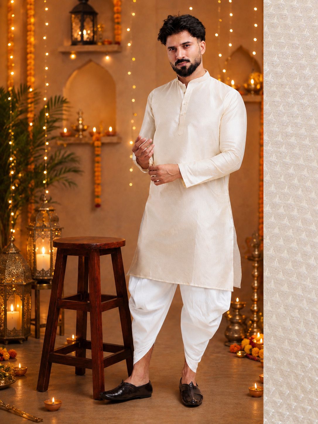 tsarina Men Cotton Silk Kurta Dhoti Pant Set-picture-34