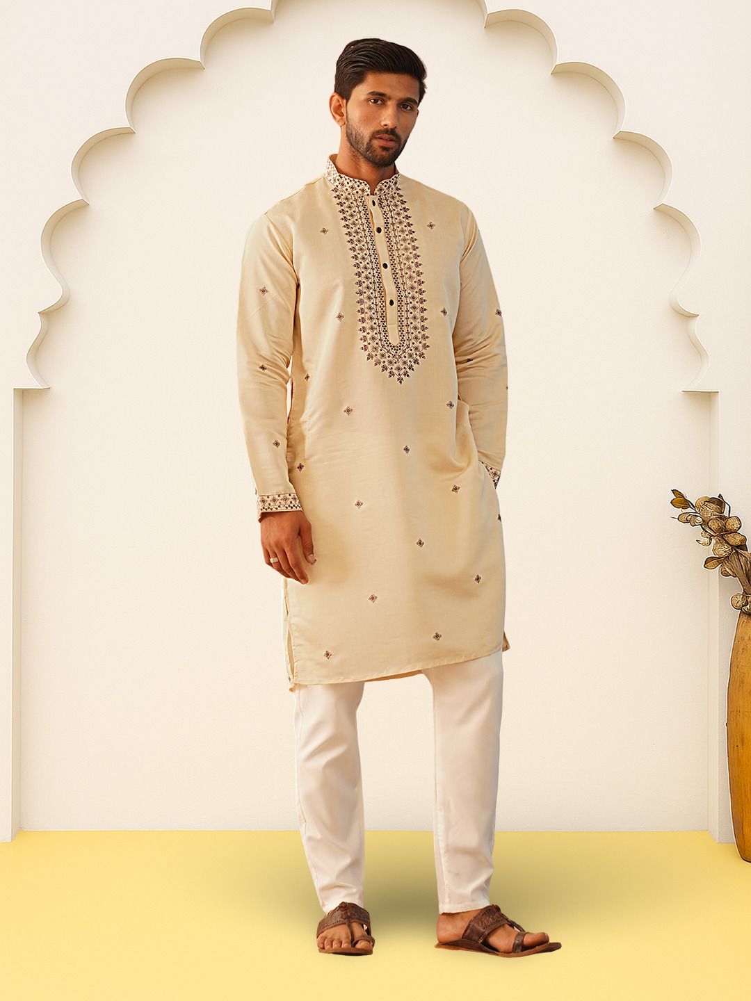 Men Silk Blend Kurta Pyjama Set-image-24