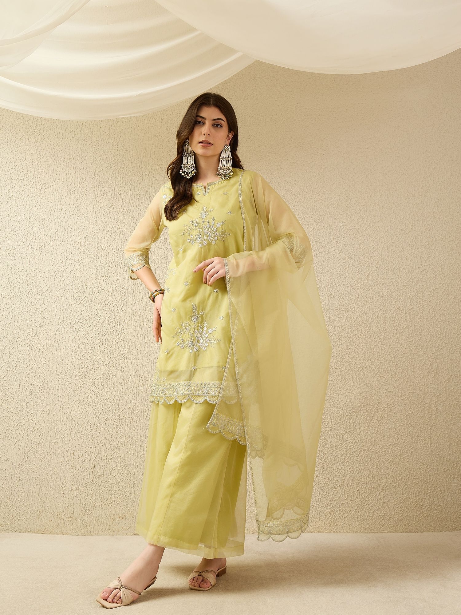 Women Polyester Kurta Palazzo Dupatta Set-image-22