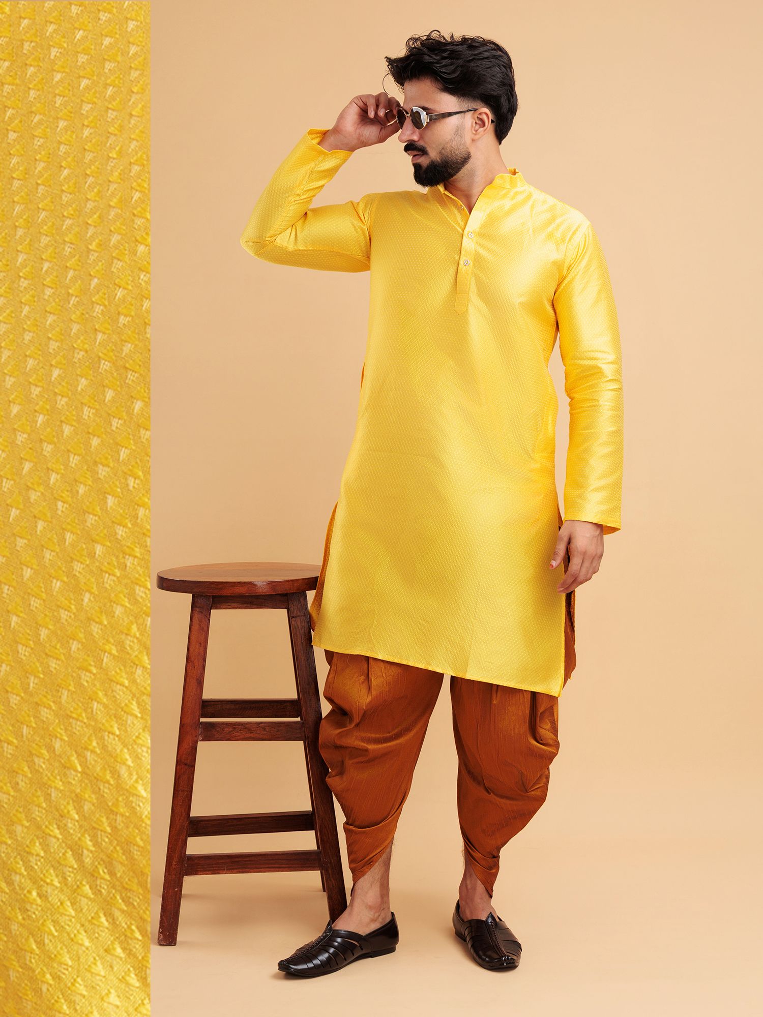 tsarina Men Cotton Silk Kurta Dhoti Pant Set-picture-45