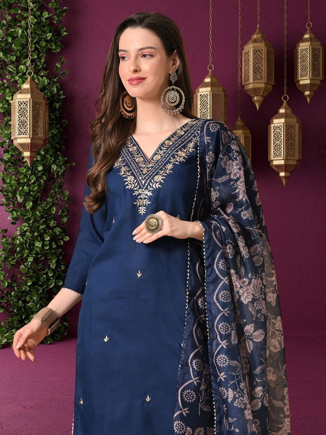 Women Cotton Rayon Kurta Pant Dupatta Set