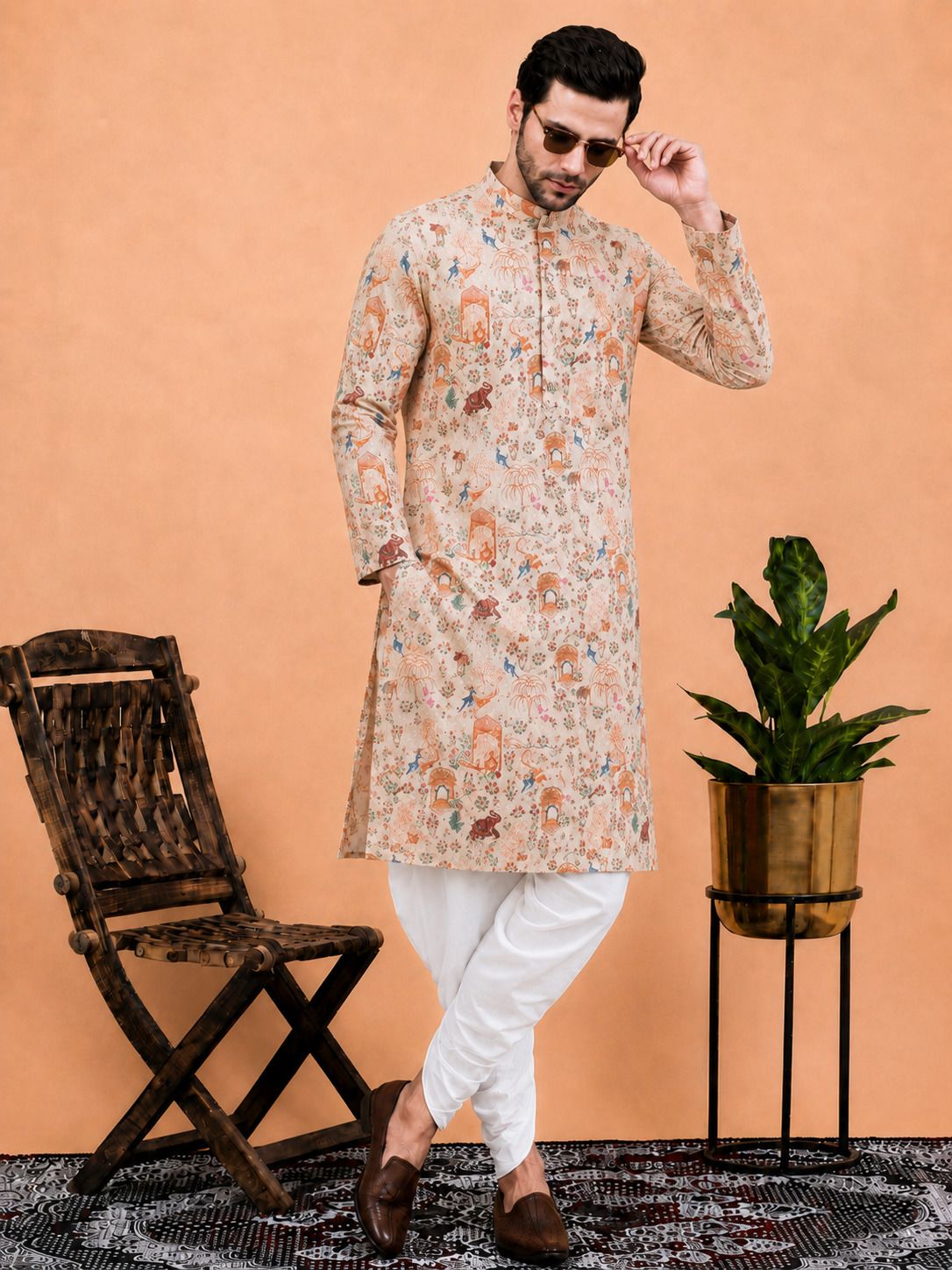 dhasu trendz Men Cotton Rayon Kurta Dhoti Set-picture-31